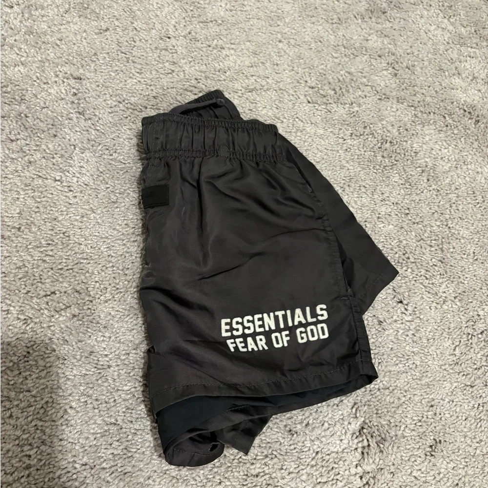 Essentials Fear of God Black Athletic Logo Shorts